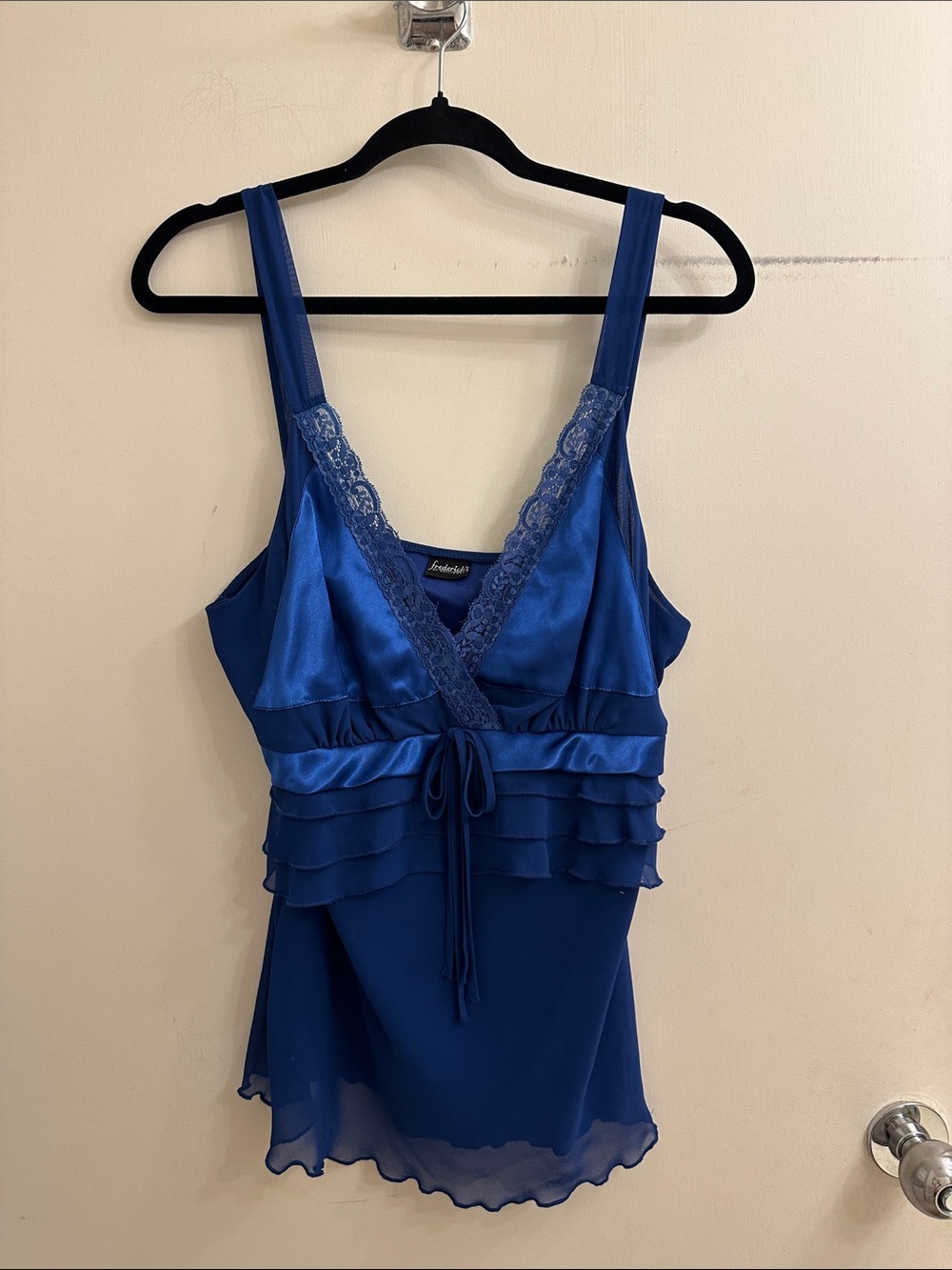 Frederick’s of Hollywood Y2K Satin Lace Babydoll Tiered Chiffon Camisole M